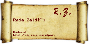 Rada Zalán névjegykártya
